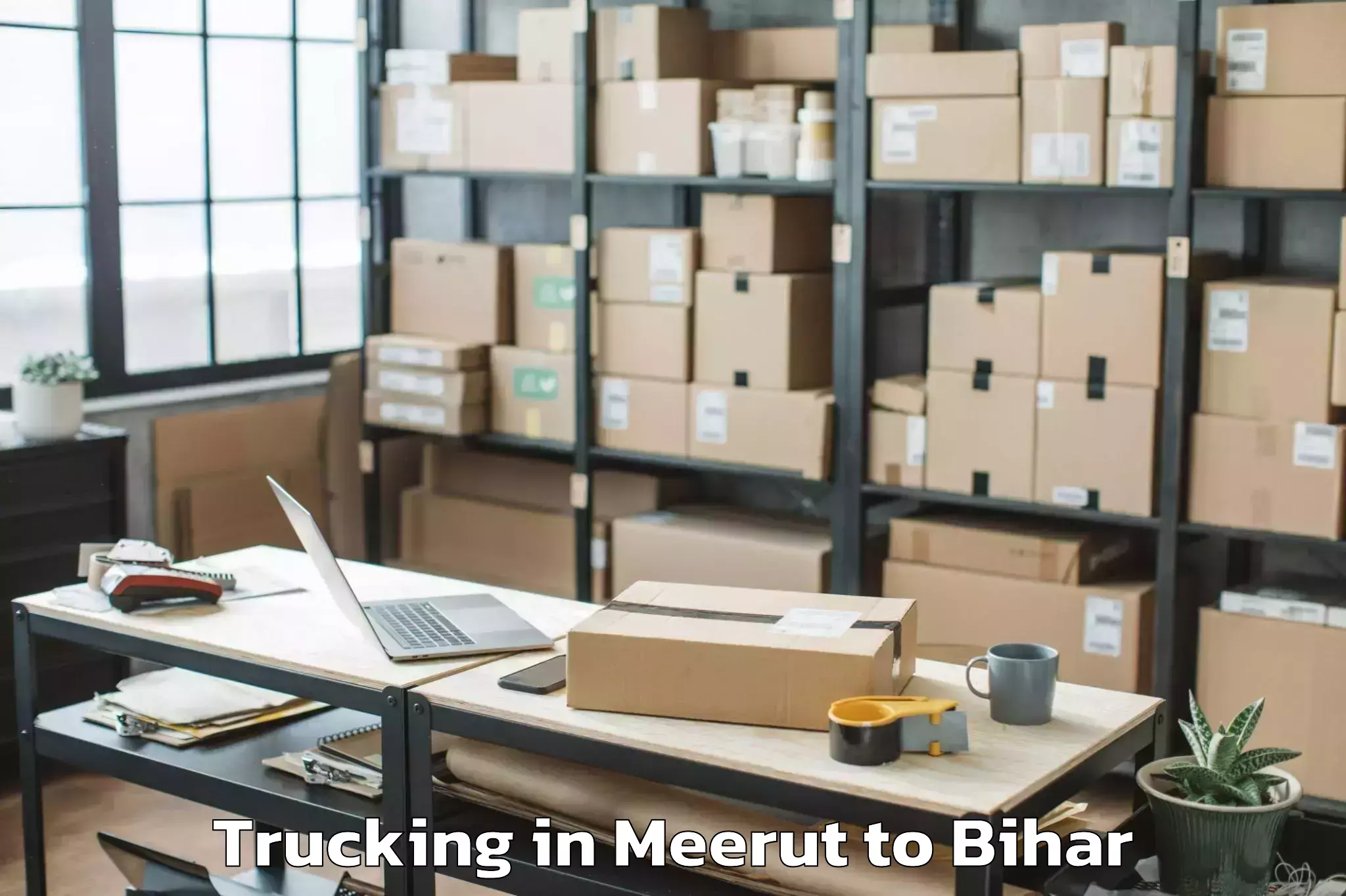 Book Meerut to Lauriya Nandangarh Trucking Online